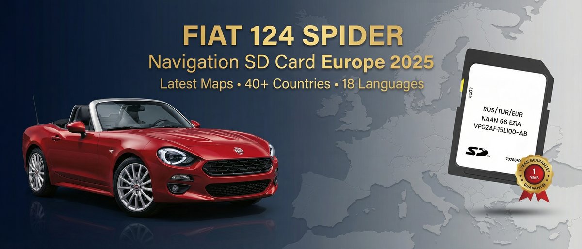 Fiat 124 Spider 2025 GPS Navigation SD Card UK & Europe NA4N66EZ1A