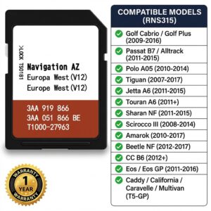 Europe West Sat Nav SD Card for VW RNS315 System V12